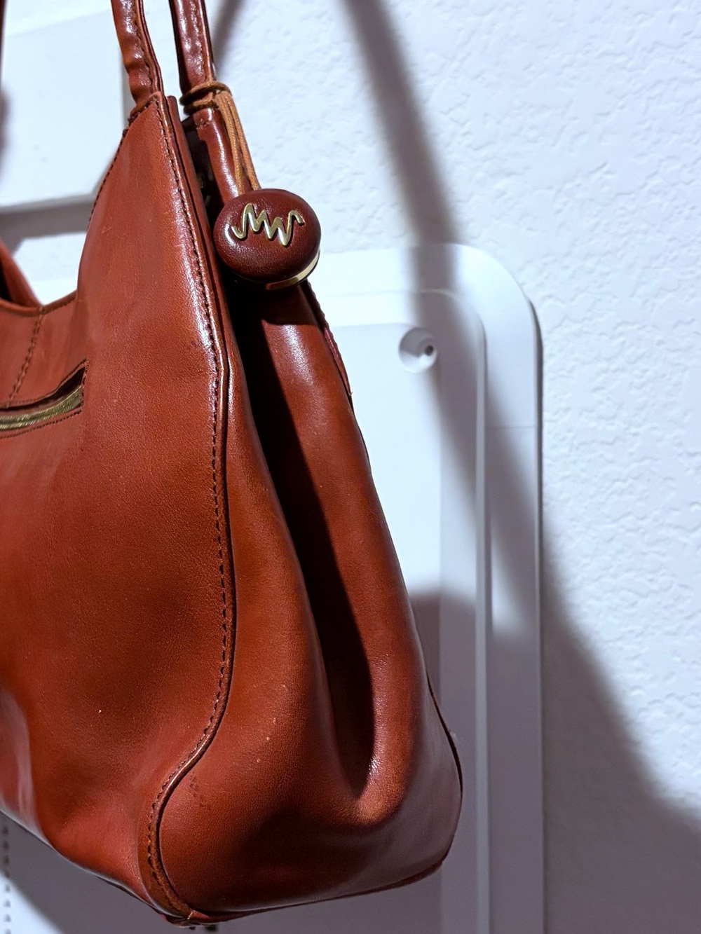 Vintage Monsac Whiskey Leather Baguette Shoulder Bag - Picture 3 of 8